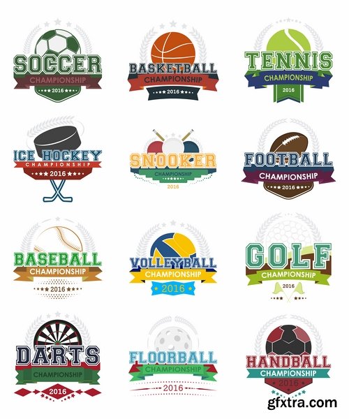 Collection of various sports icon label badge sticker logo 25 EPS
