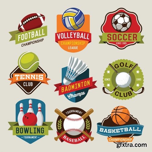 Collection of various sports icon label badge sticker logo 25 EPS