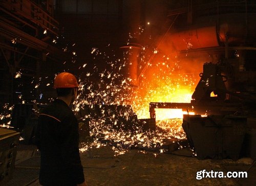 Collection steelmaker metallurgical blast furnace melting metal factory factory worker 25 HQ Jpeg