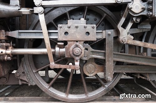 Collection of old train track rails a steam locomotive wheel 25 HQ Jpeg