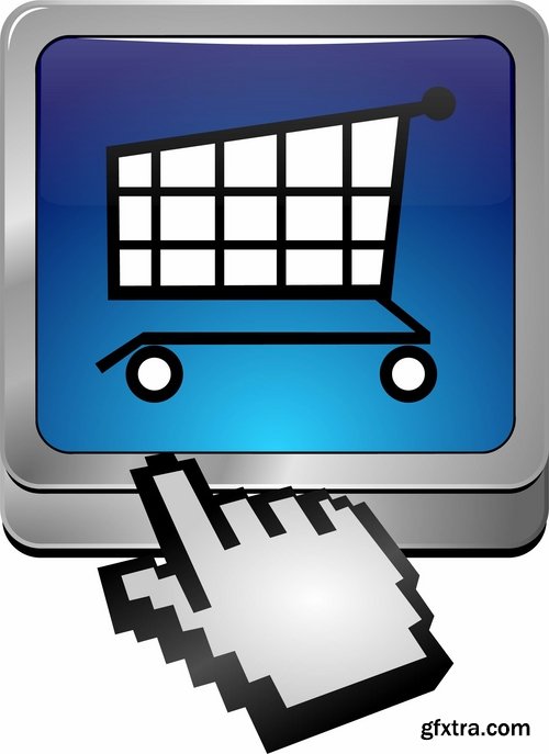 Collection of shopping cart online shopping laptop tablet computer network 25 EPS