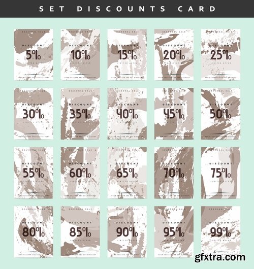 Collection discount card discount sale sticker flyer banner vector image 25 EPS