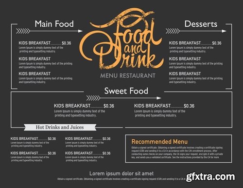 Collection menu food fast food cooking meal drink vector image 25 EPS