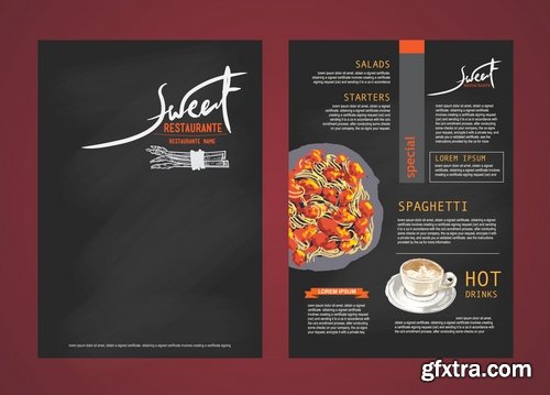 Collection menu food fast food cooking meal drink vector image 25 EPS