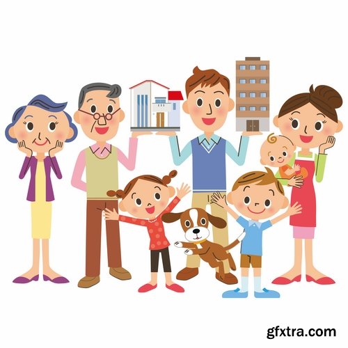 Collection happy family home occupier housing flats renting vector image 25 EPS1