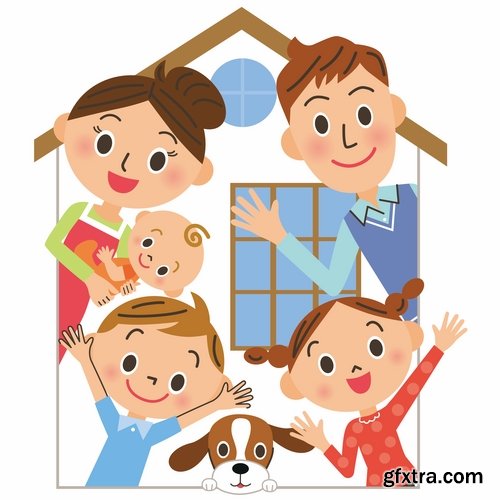 Collection happy family home occupier housing flats renting vector image 25 EPS1