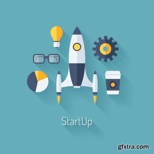 Collection of business idea to start the development of start-up success 25 EPS