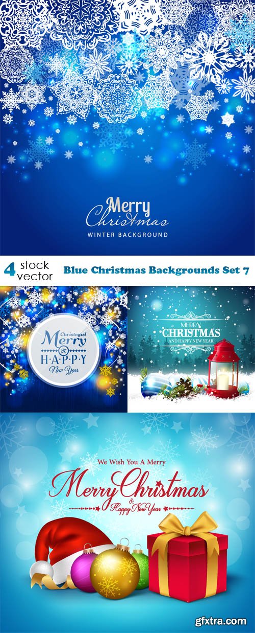 Vectors - Blue Christmas Backgrounds Set 7