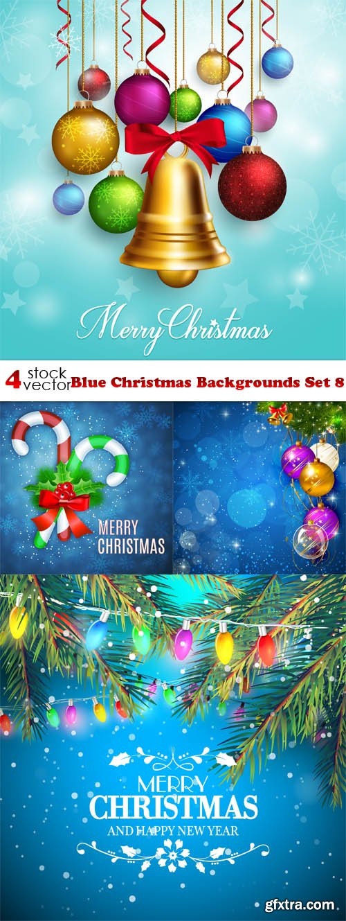 Vectors - Blue Christmas Backgrounds Set 8
