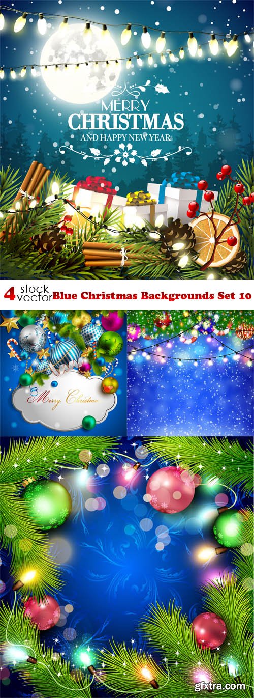 Vectors - Blue Christmas Backgrounds Set 10