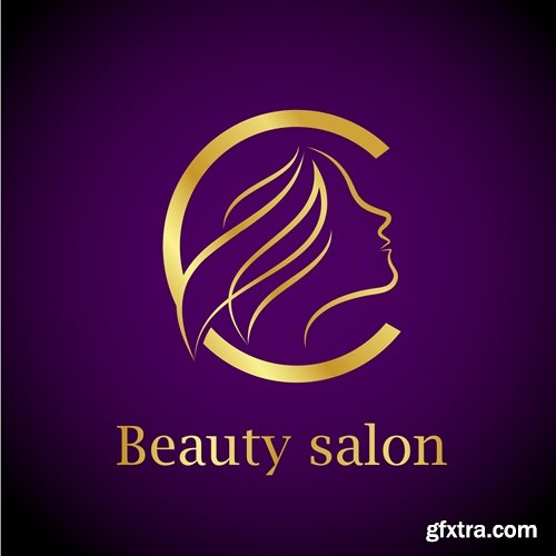 Gold Beauty salon logo design - 24 EPS