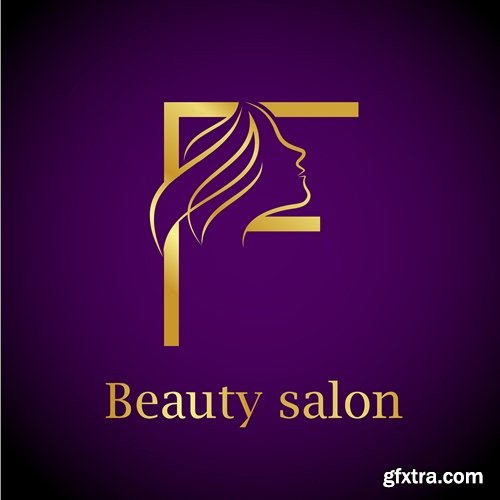 Gold Beauty salon logo design - 24 EPS
