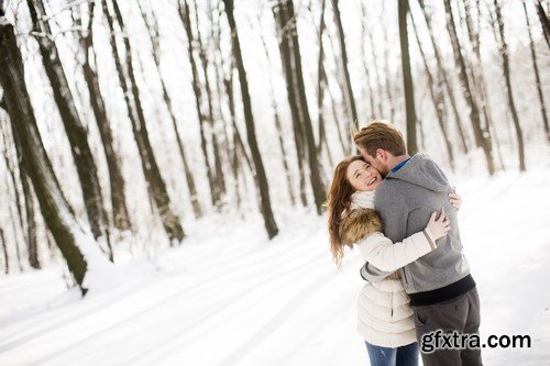 Couple In Love (Winter Landscape) - 11 UHQ JPEG Stock Images