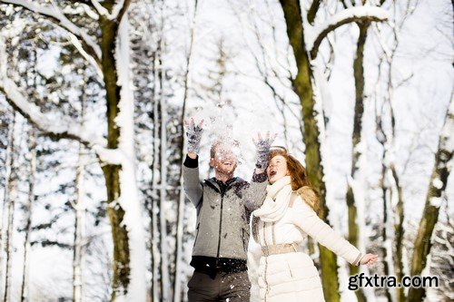 Couple In Love (Winter Landscape) - 11 UHQ JPEG Stock Images