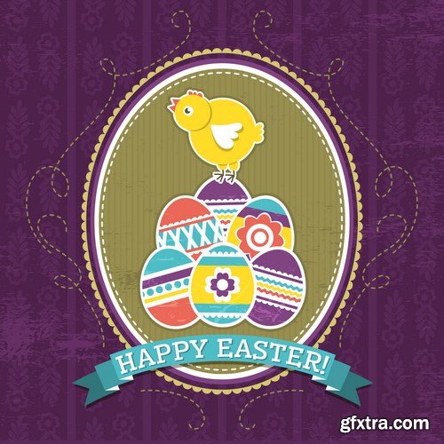 Easter eggs, Easter rabbit & bunny - Happy Easter 7 - Set of 30xEPS,AI Professional Vector Stock