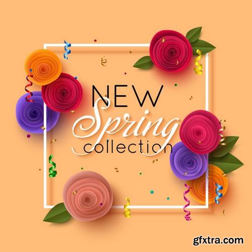 Spring Paper Flowers Background