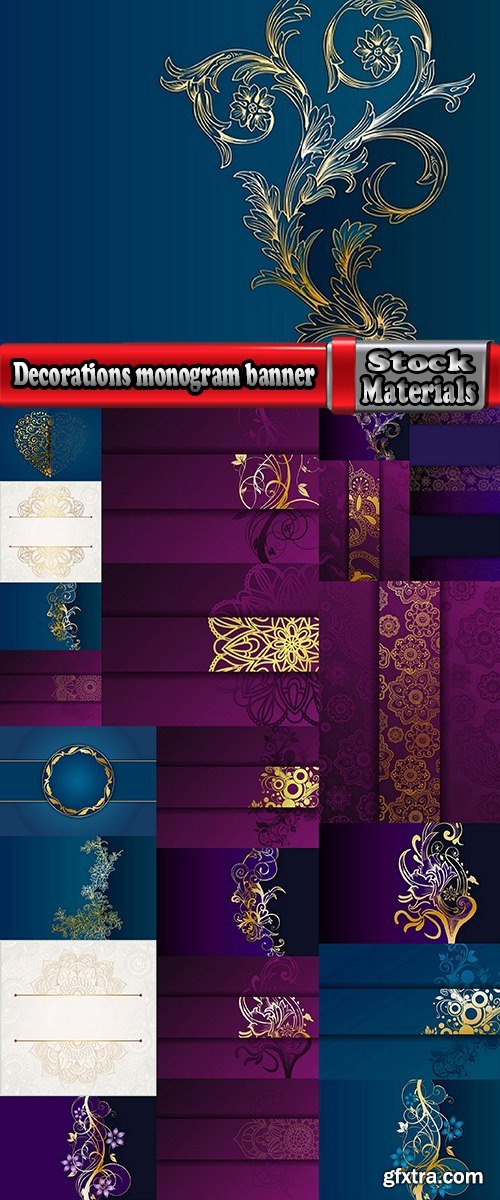 Decorations monogram banner advertising poster signboard invitation card 23 EPS