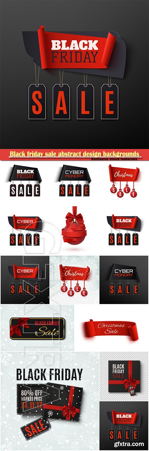 Black friday sale abstract design backgrounds, Christmas sale banner with christmas tree decorations