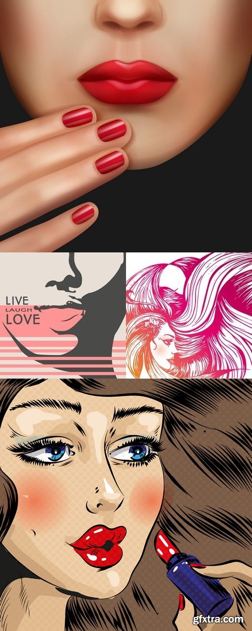 Vectors - Backgrounds with women faces 5