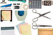 Desk Items Isolated Objects Set