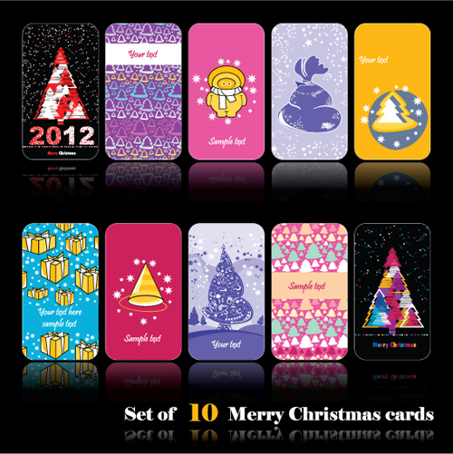 Vector Business Cards - Set Of 10 Merry Christmas