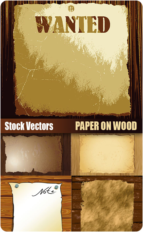 Stock Vectors - Paper on wood