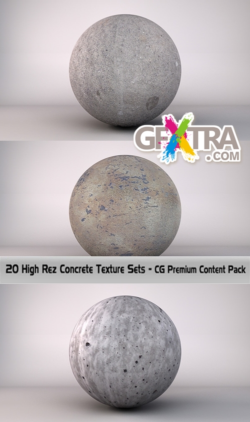 20 High Res Concrete Texture Sets – CG Premium Content Pack