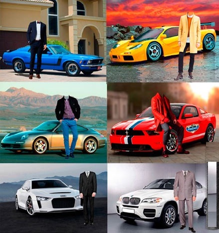 Templates for Photoshop - Men near cars