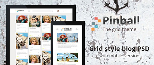 PSD Web Template - Pinball - Responsive Grid Style Blog