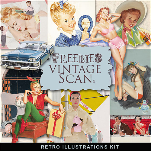 Scrap-kit - Retro Vintage Illustrations Girl Images 7