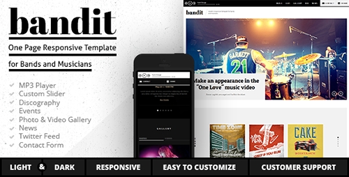 ThemeForest - Bandit - One Page Template for Bands and Musicians - RIP