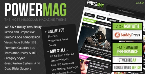 ThemeForest - PowerMag v1.4.1 - The Most Muscular Magazine/Reviews Theme