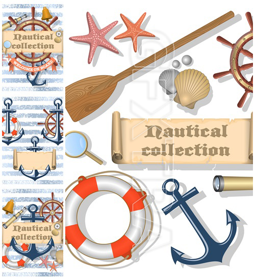 Collection of nautical designed elements - vector stock