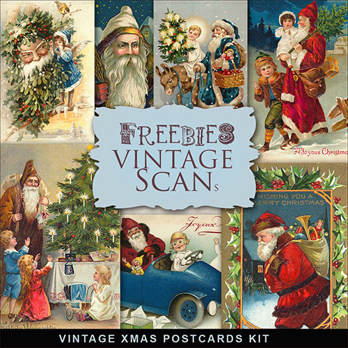 Scrap-kit - Vintage Xmas Post Cards Kit Images