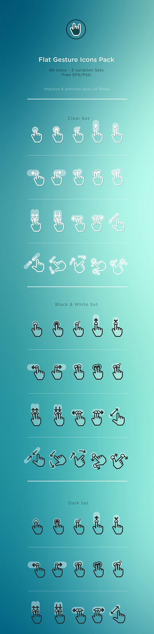 AI Vector Web Icons - Flat Gesture Icons Pack