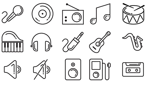 AI Vector Web Icons - Music Line Icons