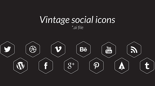 AI Vector Web Icons - Vintage Social Icons