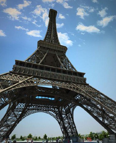 Eiffel Tower - 3D Model in City